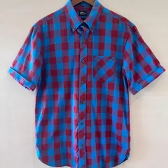 10's L.L.Bean エルエルビーン ブロックチェックシャツ BDシャツ ボタンダウン 半袖シャツ S/S ブルー ブラウン 青 赤茶 メンズ Sサイズ