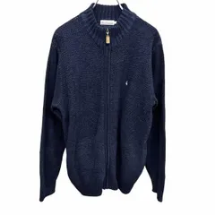 【中古】[印象A] HUSH PUPPIES ハッシュパピー ウールライクカットソー / ジャケット / フロントニット メンズ L ヘザーネイビー アクリル×綿 裏地無し フルジップ 犬の刺繍 長袖のサムネイル