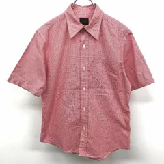 古着 タケオキクチ TAKEO KIKUCHI シャツ チェック 胸ポケット付き 半袖 ショートスリーブ 日本製 綿100% 2 ピンクレッド系 赤系 メンズ 男性
