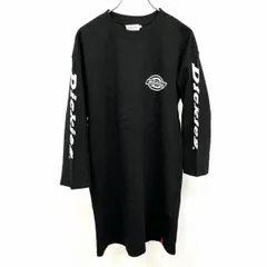 【中古】[印象A] Dickies ディッキーズ ワンピース レディース F ブラック×ホワイト 黒×白 綿100% コットン Tシャツチュニック ロゴプリント 丸首 7分袖のサムネイル