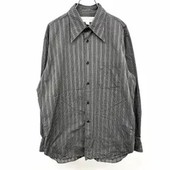【中古】[印象AB] MEN'S BIGI メンズビギ シャツ メンズ M ブラック 黒×白 綿100% コットン100% フレンチフロント 長袖 ドット×ストライプ ロングポイントカラー 胸ポケットのサムネイル