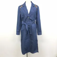 【中古】[印象AB] OZOC オゾック シャツコート / チェスターコート レディース 38 ブルー 青 綿×ポリウレタン 裏地無し 両胸ポケット ボタン留め ストレッチ 花柄刺繍 裾のサイドにスリット 長袖のサムネイル