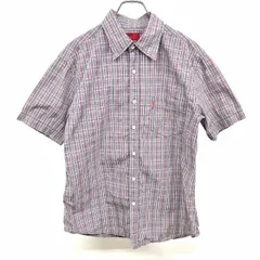 古着 リーバイス レッドタブ Levi's RED TAB シャツ チェック 半袖 胸ポケット 綿100% コットン M レッド×ホワイト×ネイビー 紺系 メンズ 男性