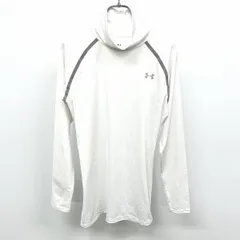 古着 UNDER ARMOUR アンダーシャツ スポーツ 背中メッシュ ストレッチ 長袖 XL ホワイト×オフホワイト×グレー 白 メンズ(レディース？)