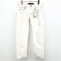 【新品/瑕疵品】GOA 白色牛仔褲 真皮水蛇皮貼飾 破損加工 100%純棉 S 象牙白 白色系 (縫線：茶色系) 女款