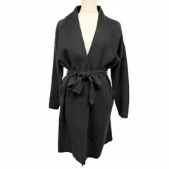 【新品】ユニクロ UNIQLO スフレヤーン ベルテッド ニット ガウンコート 長袖 無地 アクリル×ポリなど L ダークグレー レディース