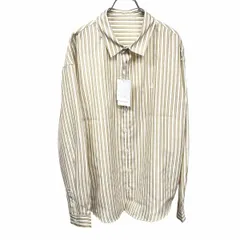 【新品/訳アリ】[印象NB] TINA：JOJUN ティーナジョジュン シャツ レディース M ブラウン 茶×白 ポリ100% ストライプ ロゴ刺繍 長袖 ポケット無しのサムネイル