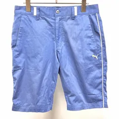 古着 プーマ PUMA 薄手 スポーツ テーパードショーツ ショートパンツ ハーフパンツ ストライプ 綿×ポリウレタン 79 ブルー系 青系 メンズ