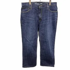 古着 Eddie Bauer デニム パンツ ジーンズ ジーパン 赤耳 ストレート USED加工 大きいサイズ 綿×ポリウレタン(ラベル：牛革) 35 青 メンズ