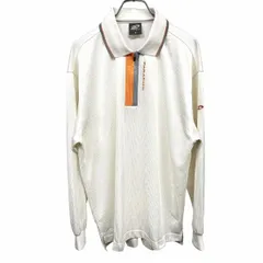 【中古】[印象AB] Paradiso GOLF パラディーゾ ゴルフ ポロシャツ メンズ L アイボリー 生成り色×オレンジ×グレー ポリ100% ロングテール ハーフジップ リブストライプ ロゴ刺繍 長袖のサムネイル