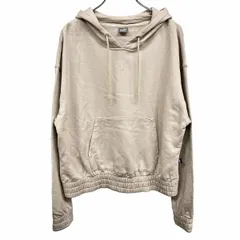 古着 プーマ PUMA プルオーバー パーカー スウェット 裏毛 ロゴ刺繍 長袖 ロングスリーブ 袖口と裾にゴム 綿100% L ベージュ レディース