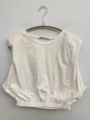 ZARA ザラ Tシャツ/カットソー USA M ホワイト 無地 ショート丈 袖なし クルーネック(丸首)
