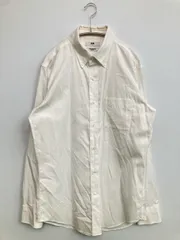 UNIQLO ユニクロ ビジネスシャツ L ホワイト コットン 無地 長袖 ボタンダウン
