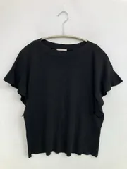 Je' chichi ニット/セーター フリー ブラック ナイロン 無地 フリル ミドル丈 半袖 クルーネック(丸首)