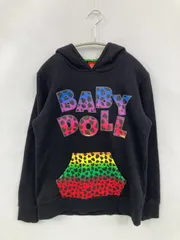 BABYDOLL ベビードール パーカー F ブラック コットン 裏起毛 レオパード柄 前面プリント バックプリント ブランドロゴ プルオーバー 長袖
