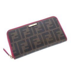 FENDI フェンディ ズッカ柄 ラウンドファスナー 長財布 ピンク 保存袋