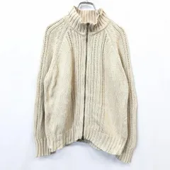 【中古】[印象B] Eddie Bauer エディーバウアー ニット / カーディガン / ジャケット レディース L イエローベージュ系 綿100% ダブルジップ ラグラン 長袖のサムネイル