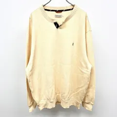 【中古】[印象AB] HUSH PUPPIES ハッシュパピー リブカットソー メンズ 2XL XXL 3L ペールオレンジ ベージュ系 綿×テンセル 長袖 キーネック 犬の刺繍のサムネイル