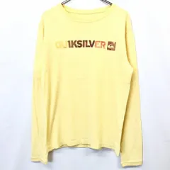 【中古】[印象AB] QUIKSILVER クイックシルバー Tシャツ / カットソー メンズ S イエロー 黄色 綿100% コットン ロゴ プリント 丸首 長袖 ロングスリーブのサムネイル