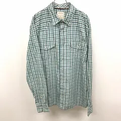 古着 LEVI'S - L メンズ 若干薄手 ウエスタンシャツ ドットボタン留め チェック 両胸フラップポケット 長袖 綿×ポリ グリーン系×ホワイト 緑系