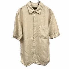 【中古】[印象AB] Timberland ティンバーランド シャツ メンズ S ベージュ 麻100% リネン100% 半袖 胸ポケットにロゴ刺繍 大きいサイズ感 ショートスリーブのサムネイル