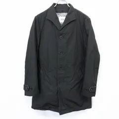 古着 タケオキクチ TAKEO KIKUCHI オープンカラー コート 中綿ライナー付き ボタン留め 一部チェック柄 長袖 綿100% 3 ブラック 黒 メンズ