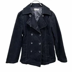 古着 フォレストハート FOREST HEART コーデュロイ ジャケット ボタン留め ダブルブレスト 総裏地 無地 長袖 綿100% L ネイビー 紺 レディース