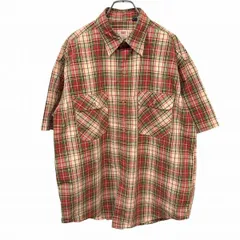 古着 リーバイス LEVI'S シャツ チェック 両胸フラップポケット 半袖 ビッグシルエット 大きいサイズ 綿100% L 赤×緑×黄×ベージュ×白 メンズ