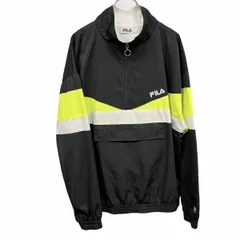 【中古】[印象AB] FILA フィラ プルオーバー / ジャケット メンズ M イエロー 黄×黒×白系 ポリ100% メッシュ裏地 ハーフジップ ハイネック 長袖 ロゴ刺繍のサムネイル