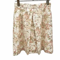 【中古】[印象AB] L'EST ROSE レストローズ ミニスカート レディース 2 サーモンピンク×白×緑 ポリエステル×レーヨン×ポリウレタン 後ろファスナー 花柄 裏地付きのサムネイル