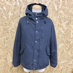 古着 THE SHOP TK ザ・ショップ ティーケー M メンズ 中綿ジャケット パーカー ドットボタン×ジップ留め リブカフス 長袖 綿×ポリ ネイビー 紺