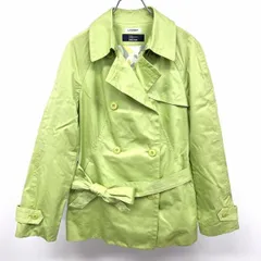【中古】[印象AB] J.FERRY ジェイフェリー トレンチコート レディース 42 グリーン 緑 綿100% コットン 薄手 裏地付き ボタン留め 無地 ラグラン 長袖のサムネイル