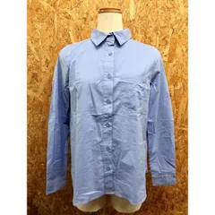 古着 AZUL by moussy アズールバイマウジー S レディース 若干薄手 Aラインシャツ 無地 胸ポケット付き 長袖 綿100% ネイビー・ブルーパープル系