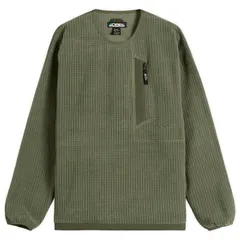 マナスタッシュ メンズ アウター パーカー・スウェット フリース Manastash Grid Fleece Crew Sweat Olive オリーブのサムネイル