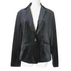 コムサイズム COMME CA ISM ベロア テーラードジャケット 12-20JW01 シングル 1B 総裏地 11 L相当 黒 ブラック X