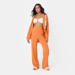 アイソウイットファースト レディース ボトムス カジュアルパンツ ワイドレッグ クレープ パンツ I Saw It First Soft Crepe Wide Leg Trousers Orange オレンジ