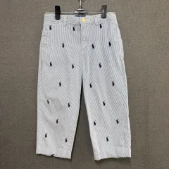ポロ キッズ 7 刺繍 ストライプ パンツ ブルー BO659