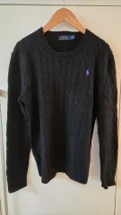 ポロラルフローレン レディース ケーブルニット コットンセーター (ブラック)