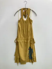 FiLLY O' LYNX チュニック イエロー 無地 ワンポイント 刺繍 リボン 袖なし ショート・ミニ丈