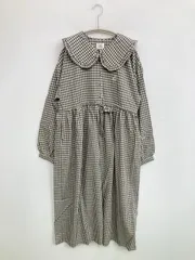 merry jenny メリージェニー ワンピース F ブラック チェック柄 ワンポイント フリル 刺繍 長袖 ロング・マキシ丈 フレア