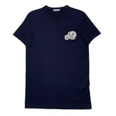 極美品〕モンクレール ダブルロゴ M ネイビー Tシャツ ワッペン 4S190 