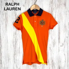 00s RALPH LAUREN ラルフローレン THE SKINNY POLO スキニーポロ エンブレム刺繍 ナンバリング 半袖 ポロシャツ オレンジ レディース トップス y2k 平成ギャル