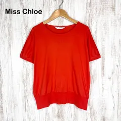 Miss Chloe ミスクロエ ロゴ刺繍 ラウンドネック ショートスリーブ サマーニット カットソー オレンジ レディース 半袖 トップスのサムネイル
