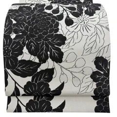 袋帯 秀品 草花 灰色 全通 正絹 【中古】