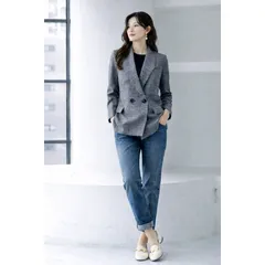 新品 未使用 レディース ノーカラー エレガンス ジャケット グレー M レディース アウター きれいめ 上品 セレモニー 通勤 オフィス 学校行事 フォーマル ミニマル 軽量 羽織り 大人可愛い 人気 定番 高見え 着回し力抜群 春秋 ブランド 高級 スーツ