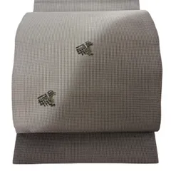 開き名古屋帯 秀品 夏帯 動物 灰茶 正絹 【中古】