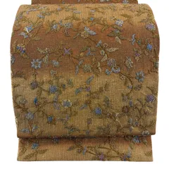 【美品】 袋帯 名品 花唐草 金銀糸 箔 山吹色 六通 正絹 【中古】