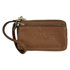 新品未使用 コーチ COACH   ダブル ジップ ポーチ COACH】コーチ レザー コーナー ダブル ジップ リストレット ポーチ