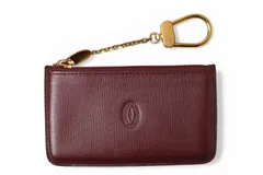 カルティエ コインケース/キーポーチ ヴィンテージ Cartier マスト ドゥ カルティエ ボルドー チェーン付【中古】