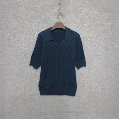 レディース カジュアル 22SS グリッター 透かし編み 半袖 ニット 66size